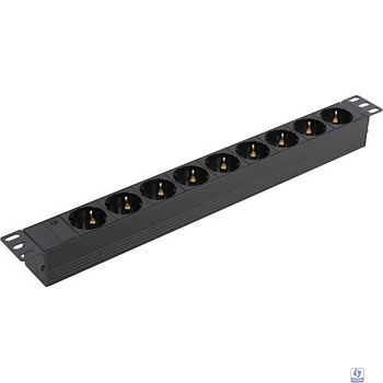 Exegate EX280847RUS Блок розеток ExeGate ServerPro PDU-19H901 Al-9S-C14, 19",1U,алюм, 9Schuko, С14