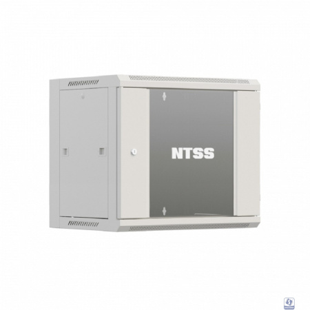 NTSS Шкаф настенный телекоммуникационный NTSS W 12U 600х600х635мм, 2 профиля 19, дверь стеклянная, боковые стенки съемные, задняя стенка, разобранный, серый RAL 7035 NTSS-W12U6060GS-2 (УТ000016825)