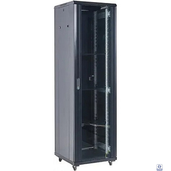 Rexant (04-2766-212) Шкаф коммутационный напольный 27U 600х600мм пер.дв.стекл металл 2 бок.пан. направл.под винты 800кг черный 230град. IP20 сталь