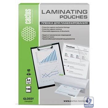 Cactus Пленка для ламинирования 60мкм A4 (100шт) глянцевая 216 x 303мм (1059665) [LPGA460100]