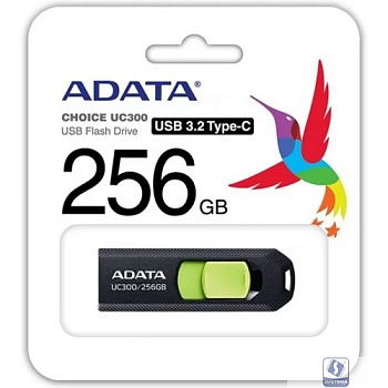 A-DATA Flash Drive 256GB Type-C UC300 ACHO-UC300-256G-RBK/GN USB3.2 черный/зеленый