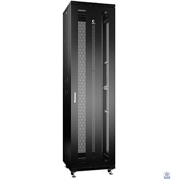 Cabeus ND-05C-47U60/80-BK Шкаф монтажный телекоммуникационный 19" напольный для распределительного и серверного оборудования 47U 600x800x2277mm (ШхГхВ) передняя и задняя перфорированные двери, ручка с