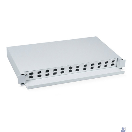 Cabeus ODF-19-24-SC Кросс бокс оптический 19" на 24 SC (LC duplex) со сплайс пластиной, выдвижной (без пигтейлов и проходных адаптеров)