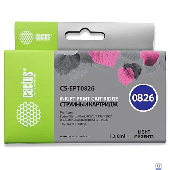 Cactus EPT0826 Картридж струйный Cactus CS-EPT0826 светло-пурпурный для Epson Stylus Photo R270/290 (11,4ml)