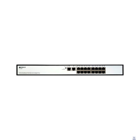 ORIGO OS1218P/190W/A1A Неуправляемый PoE-коммутатор 16x100Base-TX PoE+, 2x1000Base-T, PoE-бюджет 190 Вт, корпус металл