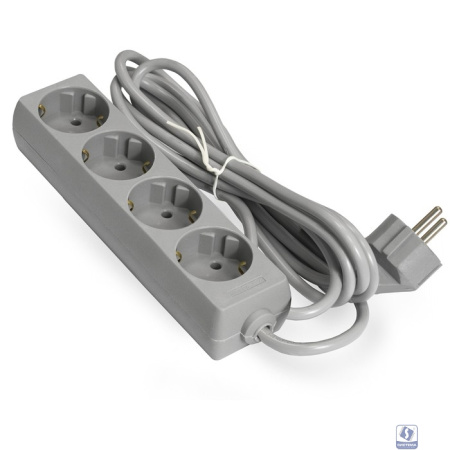 Exegate EX285814RUS Удлинитель ExeGate ECE-4-3G (4 евророзетки с заземлением, 3м, серый)