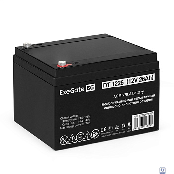 Exegate EX282970RUS Аккумуляторная батарея DT 1226 (12V 26Ah, клеммы F3 (болт М5 с гайкой))