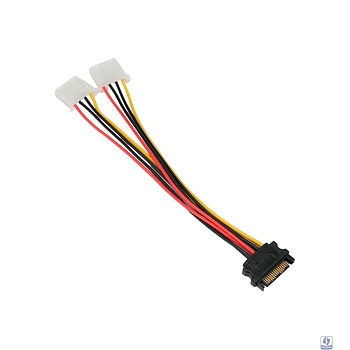 Cablexpert Кабель-разветвитель питания SATA Sata 15pin(M) / 2xMolex 4pin(F), медь, 20см, пакет (CC-SATA-2MOLEX-20CM)