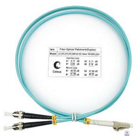 Cabeus FOP-50-LC-ST-1m ШНУР ОПТИЧЕСКИЙ DUPLEX LC-ST 50/125 MM OM3 1М LSZH