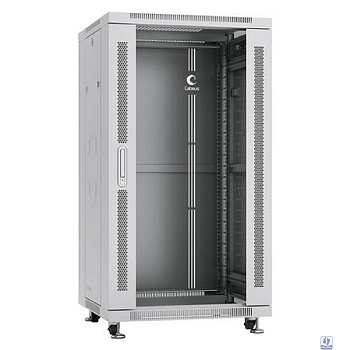 Cabeus SH-05C-22U60/80 Шкаф напольный 19", 22U 600x800x1166mm (ШхГхВ) передняя стеклянная и задняя сплошная металлическая двери, ручка с замком, цвет серый (RAL 7035)