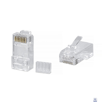 Cabeus 8P8C-C6-TWP Коннектор RJ-45 под витую пару, категория 6, универсальный (для одножильного и многожильного кабеля), для проводников с толщиной по изоляции до 1,05 мм, со вставкой