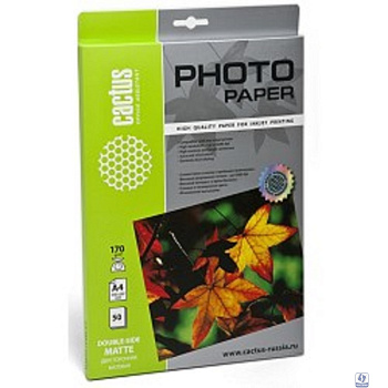 Cactus CS-MA417050DS Фотобумага матовая двусторонняя, A4, 170 г/м2, 50 листов