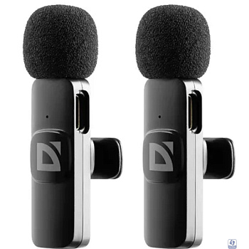 Defender Петличный микрофон Talky-138 wrls, черный, на прищепке, 2шт [64138]