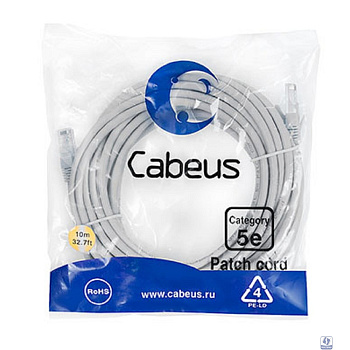 Cabeus PC-UTP-RJ45-Cat.5e-15m-LSZH Патч-корд U/UTP, категория 5е, 2xRJ45/8p8c, неэкранированный, серый, LSZH, 15м