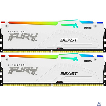 Kingston 32GB 5200MT/s DDR5 CL40 DIMM (Kit of 2) FURY Beast White RGB XMP KF552C40BWAK2-32
