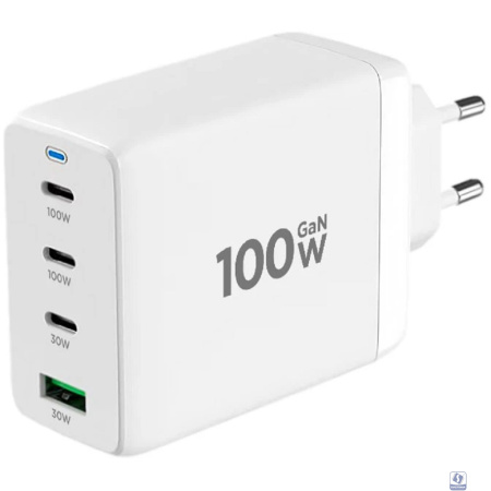 Cablexpert зарядное устройство 100Вт GaN, 5A, QC5.0/PD, 3xType-C, 1xUSB, белый, коробка (MP3A-PC-66)