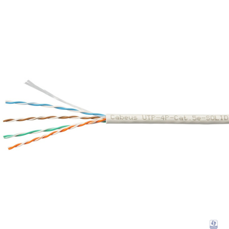 Cabeus UTP-4P-Cat.5e-SOLID-LSLTx-GY-100 Кабель витая пара UTP (U/UTP), категория 5e, 4 пары (24 AWG), одножильный, нг(А)-LSLTx, серый (100 м)