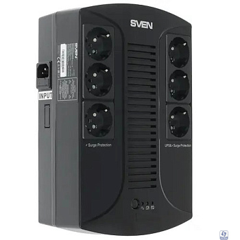 SVEN Источник бесперебойного питания SVEN UP-L1000E, с 6 выходными розетками (3 с питанием от батареи +3 сетевой фильтр)