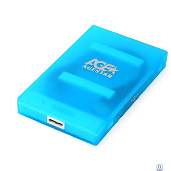 AgeStar 3UBCP1-6G (BLUE) USB 3.0 Внешний корпус 2.5" SATA HDD/SSD AgeStar 3UBCP1-6G (BLUE) USB 3.0, пластик, синий, безвинтовая конструкция