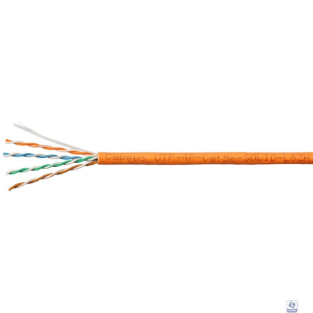 Cabeus UTP-4P-Cat.5e-SOLID-LSZH-100 Кабель витая пара UTP (U/UTP), категория 5e, 4 пары (24 AWG), одножильный, оранжевый, LSZH, нг(А)-HF, (100 м)