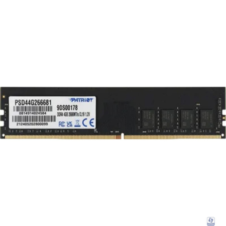Patriot DDR4 DIMM 4GB PSD44G266681 PC4-21300, 2666MHz