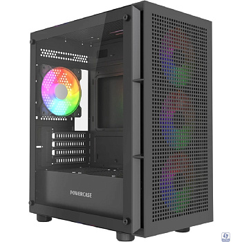 Powercase Mistral Micro EM17, Tempered Glass, 4x120mm ARGB PWM fan, чёрный, mATX  (CMMEM17B-A4)