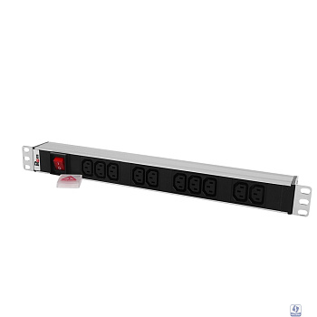REM Блок розеток Rem-10 без шнура с выкл., 10 IEC 60320 C13, вход IEC 60320 C14, 10A, алюм., 19" (R-10-10C13-V-440-Z)
