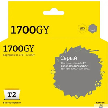                 IC-CPFI-1700GY Картридж T2 для Canon imagePROGRAF iPF-PRO-2000/4000/6000 (700мл.), серый, с чипом