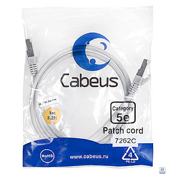 Cabeus PC-FTP-RJ45-Cat.5e-1m Патч-корд F/UTP, категория 5е, 2xRJ45/8p8c, экранированный, серый, PVC, 1м