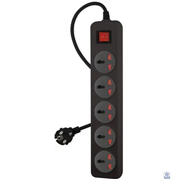 BURO Сетевой фильтр 500UNH-1.8-BG 1.8м (5 розеток) черный/серый (коробка) 