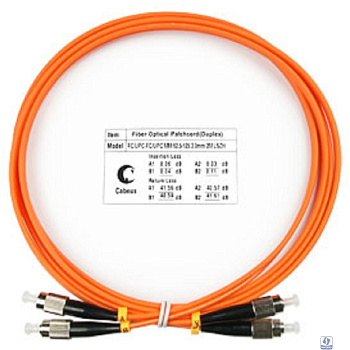 Cabeus FOP-62-FC-FC-2m Шнур оптический duplex FC-FC 62,5/125 mm 2м LSZH 