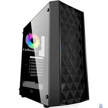 Powercase CMDM-L1 Корпус Diamond Mesh LED, Tempered Glass, 1x 120mm 5-color fan, чёрный, ATX  (CMDM-L1)
