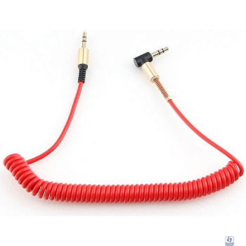 Кабель аудио (угловой) спиральный Cablexpert CCAB-02-35MMLC-1.8MR. 3.5 джек (M)/3.5 джек (M), красный, 1.8м, блистер