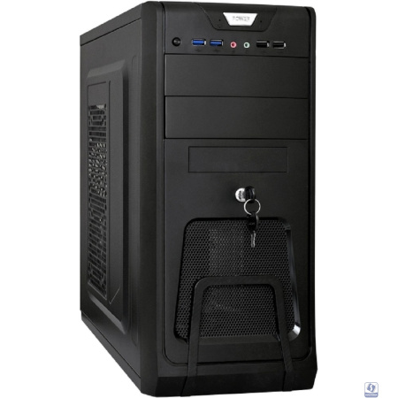 Exegate EX283214RUS Корпус Miditower ExeGate CP-603UB Black, ATX, <без БП>, 2*USB+2*USB3.0, Audio, замок блокировки кнопки питания