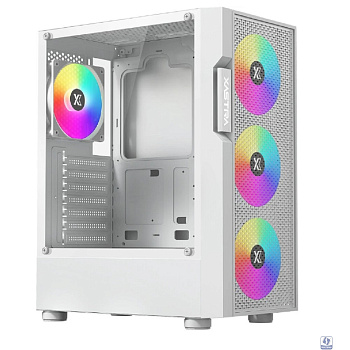 XASTRA Корпус A302 4FRGB White ATX/Mesh/ tempered glass / 4x120mm FC120-FRGB fans/A302-WH-FC120FRGB-4F-GL