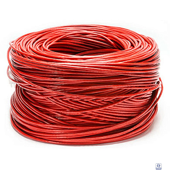 Cabeus UTP-4P-Cat.5e-SOLID-LSZH-RD Кабель витая пара UTP (U/UTP), категория 5e, 4 пары (24 AWG), одножильный, красный, LSZH, нг(А)-HF, (305 м)