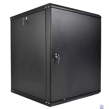 ЦМО Шкаф телекоммуникационный настенный разборный ЭКОНОМ 18U (600 x 350) дверь металл, цвет черный (ШРН-Э-18.350.1-9005)