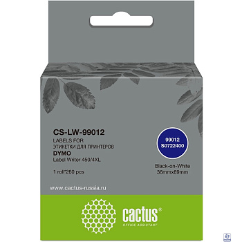 Этикетки Cactus CS-LW-99012 сег.:89x36мм черный белый 260шт/рул Dymo Label Writer 450/4XL