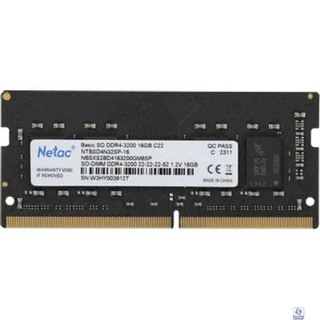 Netac DDR4 SODIMM 16Gb  3200MHz NTBSD4N32SP-16 Basic RTL PC4-25600 CL22 260-pin 1.2В single rank