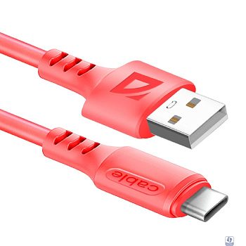 Defender USB кабель F207 TypeC, red, 1м,2.4А,силикон,пакет (87106RED)
