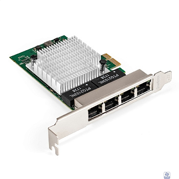 Exegate EX296211RUS Сетевой адаптер ExeGate EXE-564 (PCI-E x1 v2.0, 4xRJ45, UTP 10/100/1000Mbps, Realtek Chipset RTL8111H+ASM1184e)