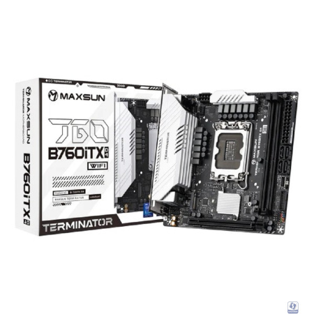 MAXSUN MS-Terminator B760ITX D4 WIFI V3 (Socket 1700, mini-ITX, 2*DDR4(64Gb), DP/HDMI, 4*SATA3,  2*M.2, 1xPCI-E 5.0 x16, 4*USB 3.2, 1*Type-C,  LAN 1*2.5G,  RTL)