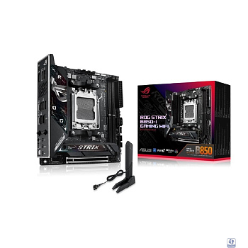 ASUS ROG STRIX B850-I GAMING WIFI (Socket AM5, mITX, 2xDDR5(128GB), HDMI/USB 10Gbps, 1xPCIe 5.0x16/1xLAN (2.5GbE), Wi-Fi 7, 2xSATA 6Gb/s, 2xM.2, 2xType-C, 4xUSB 3.2, 2xUSB 2.0)