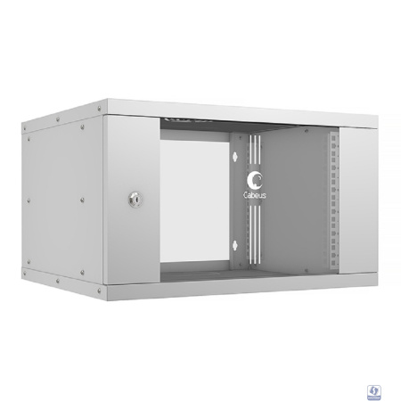 Cabeus WSC-05D-6U55/45 Шкаф телекоммуникационный настенный 19" 6U, серия LIGHT разборный, дверь стекло, цвет серый