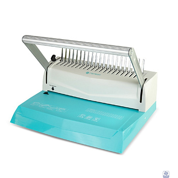 ГЕЛЕОС Переплетчик БП-16 бирюзово-белый на пластиковую пружину,А4, ручная перфорация 16 листов, переплет макс до 500 л., глубина перфорации 2-3-4-5 мм