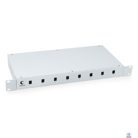 Cabeus FO-19-8SC Кросс бокс оптический 19" на 8 SC (LC duplex) со сплайс пластиной и КДЗС (без пигтейлов и проходных адаптеров)