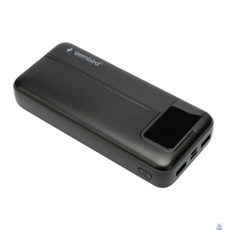 Gembird Портативный аккумулятор, 20000мАч, QC/PD, дисплей, черный (GPB-20Q)