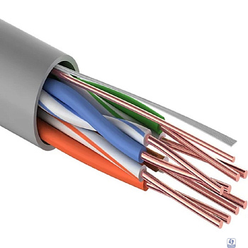 PROconnect (01-0043-2) Кабель витая пара омедненный U/UTP, CCA, CAT 5e, PVC, 4PR, 24AWG, INDOOR, SOLID, серый, 305м Light