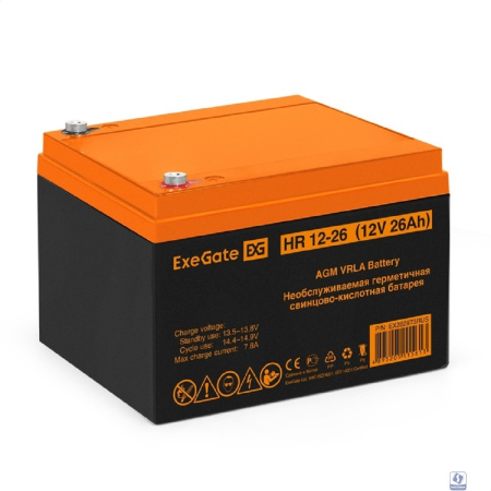 Exegate EX282973RUS Аккумуляторная батарея ExeGate HR 12-26 (12V 26Ah, под болт М5)
