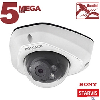 BEWARD NK55630D6 Тип 4-1 ВН, 5 Мп, 1/2.9'' КМОП Sony Starvis, 0.006 лк (день)/0.003лк (ночь), 2xWDR до 120 дБ, 3 потока H.265/Н.264 HP/MP/BP, MJPEG, 30к/с, 2560x1920, объектив 2.8 / 3.6 мм